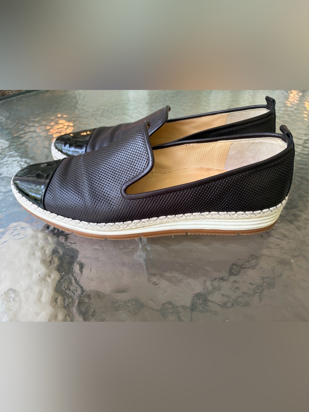 Paul Green Womens Black Leather Slip-On Loafers Cap Toe Size 9.5 ,UK7.5 Preowned